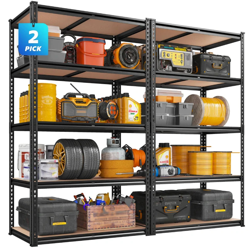 5-Tier Boltless Shelving Units, 2020 lbs Adjustable Steel Garage Shelving Racks for Basement Kitchen Closet