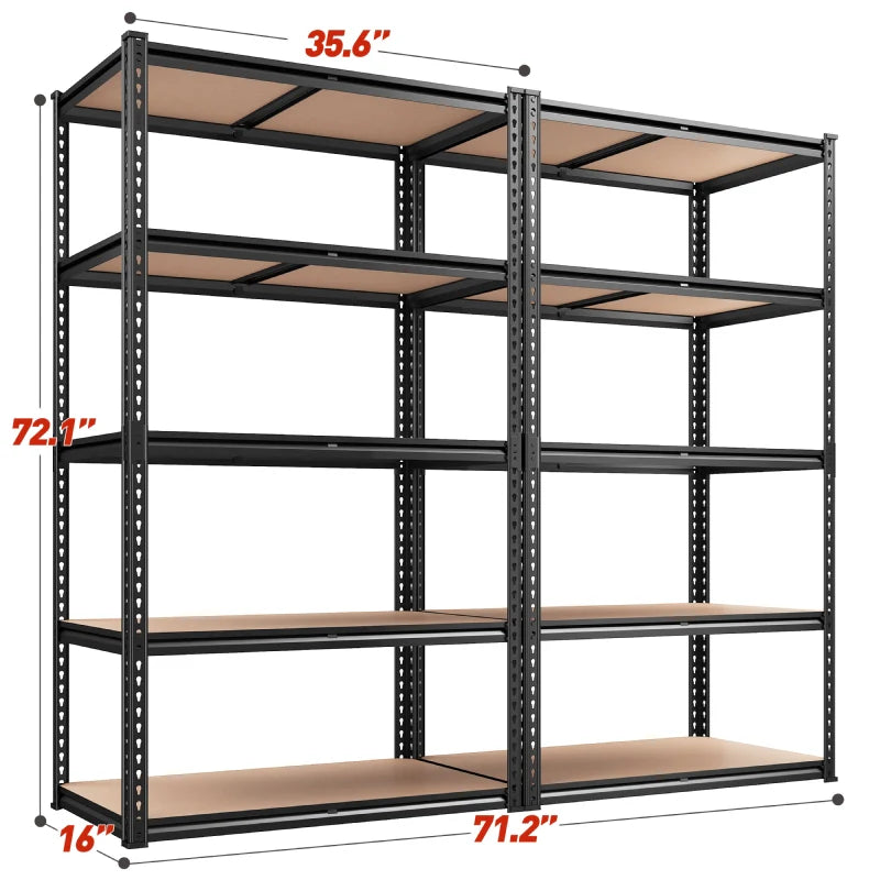 5-Tier Boltless Shelving Units, 2020 lbs Adjustable Steel Garage Shelving Racks for Basement Kitchen Closet