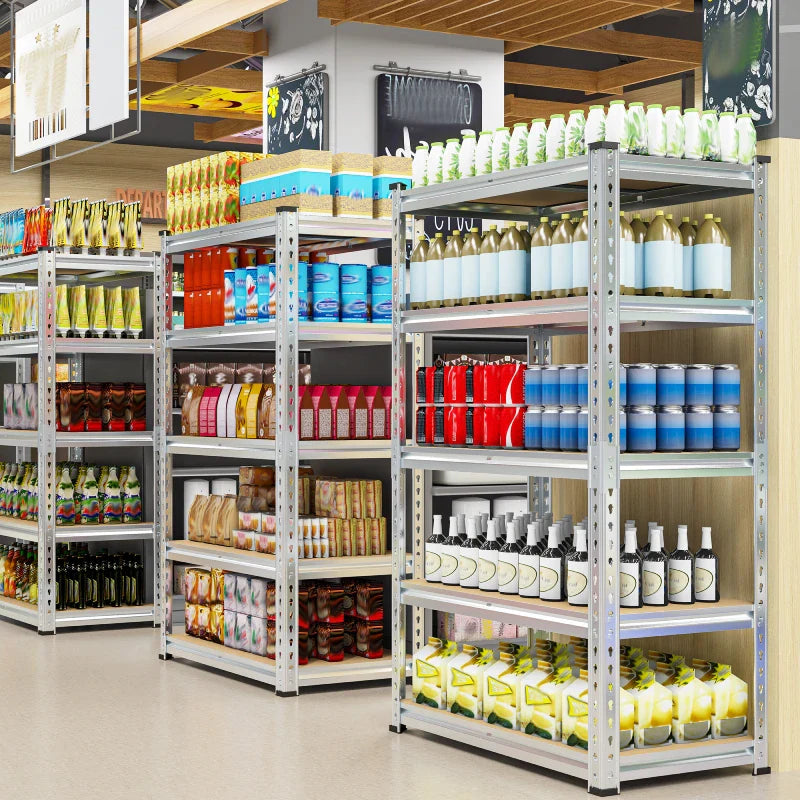 35.5"W Garage Shelving, 5-Tier Adjustable Metal Shelves, Storage Rack for Kitchen Pantry Basement, Galvanized