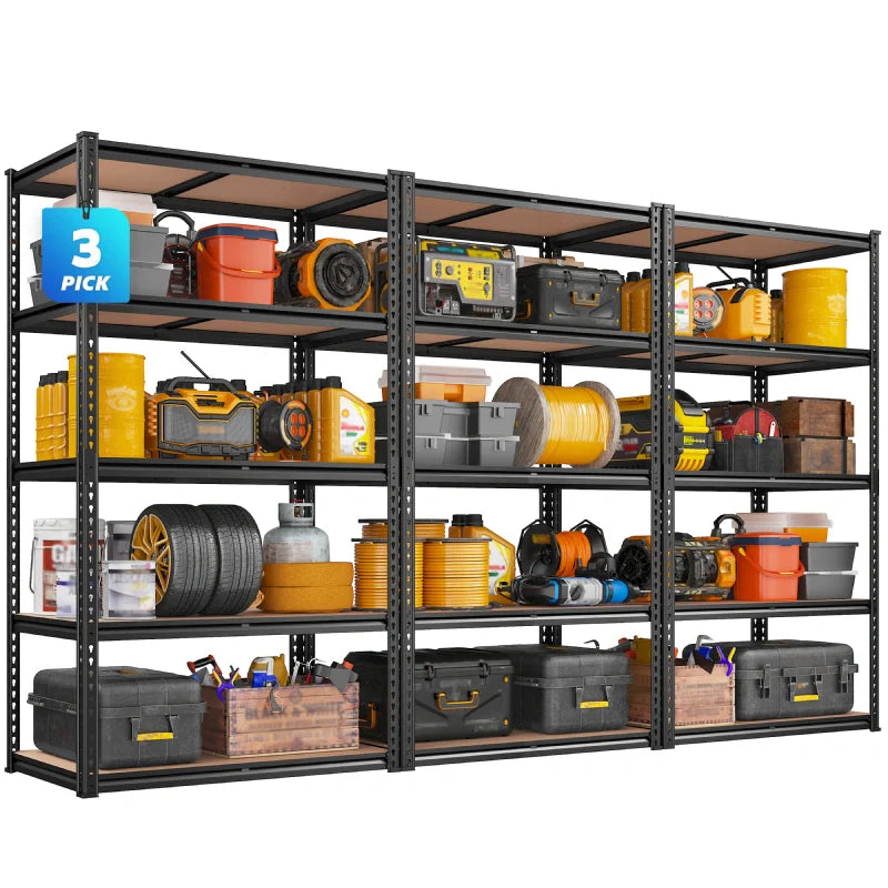 5-Tier Boltless Shelving Units, 2020 lbs Adjustable Steel Garage Shelving Racks for Basement Kitchen Closet