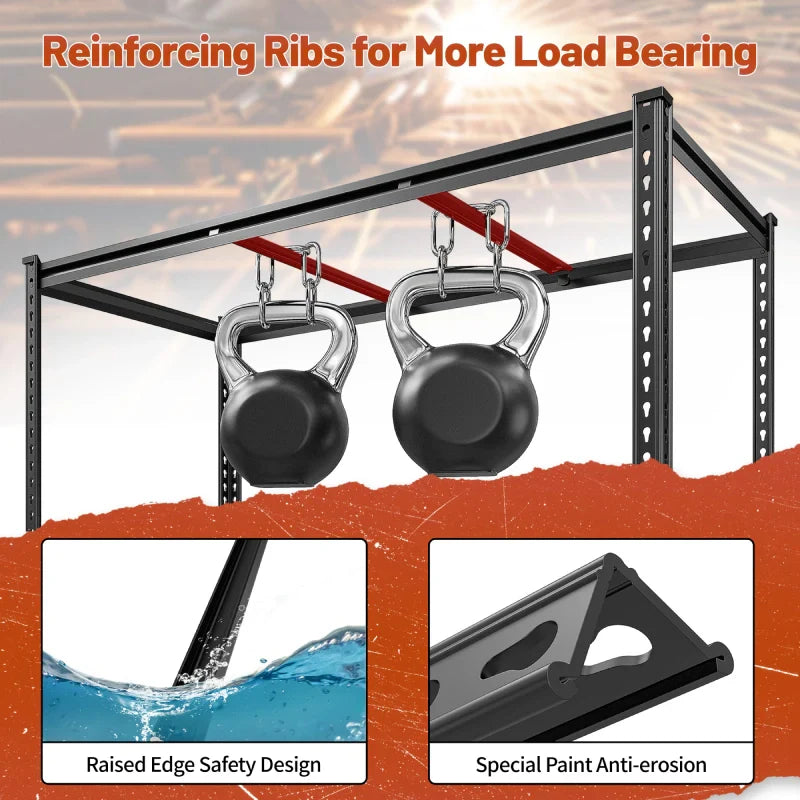 2 Pack Garage Shelf, 48.2''W Adjustable Steel Shelving Rack Load 3000lbs, Boltless Shelving for Basement Warehouse Commercial