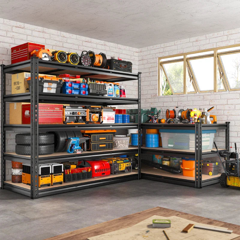 48.2" W Garage Shelf, 3000LBS Heavy Duty Steel Shelving Units, 5-Tier Adjustable Metal Shelves for Basement Warehouse Commercial