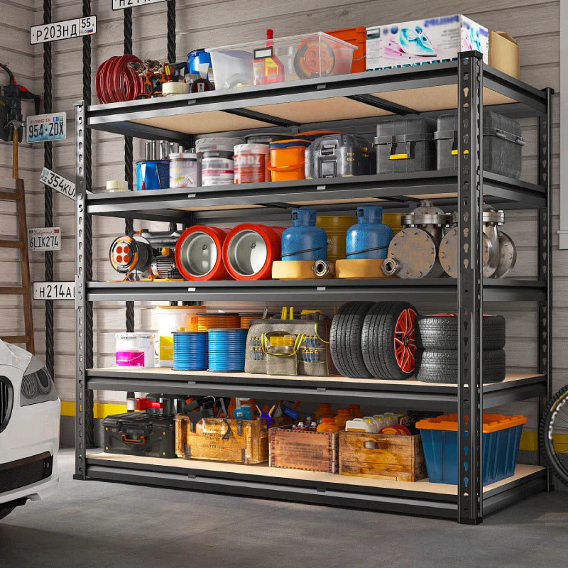 48.2" W Garage Shelf, 3000LBS Heavy Duty Steel Shelving Units, 5-Tier Adjustable Metal Shelves for Basement Warehouse Commercial