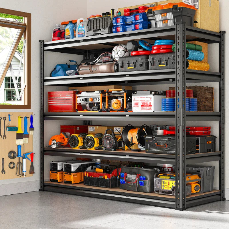 48.2" W Garage Shelf, 3000LBS Heavy Duty Steel Shelving Units, 5-Tier Adjustable Metal Shelves for Basement Warehouse Commercial
