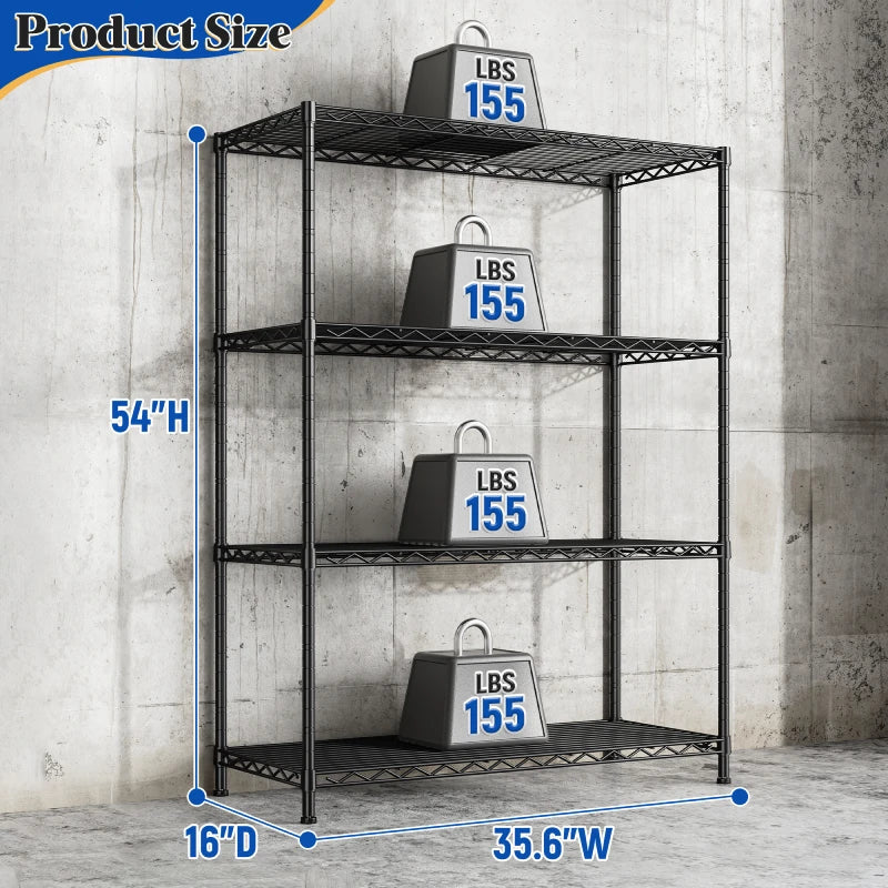 3-Shlef Metal Shelves, Adjustable Steel Wire Shelving Units, Storage Rack for Kitchen Pantry Closet Dorm