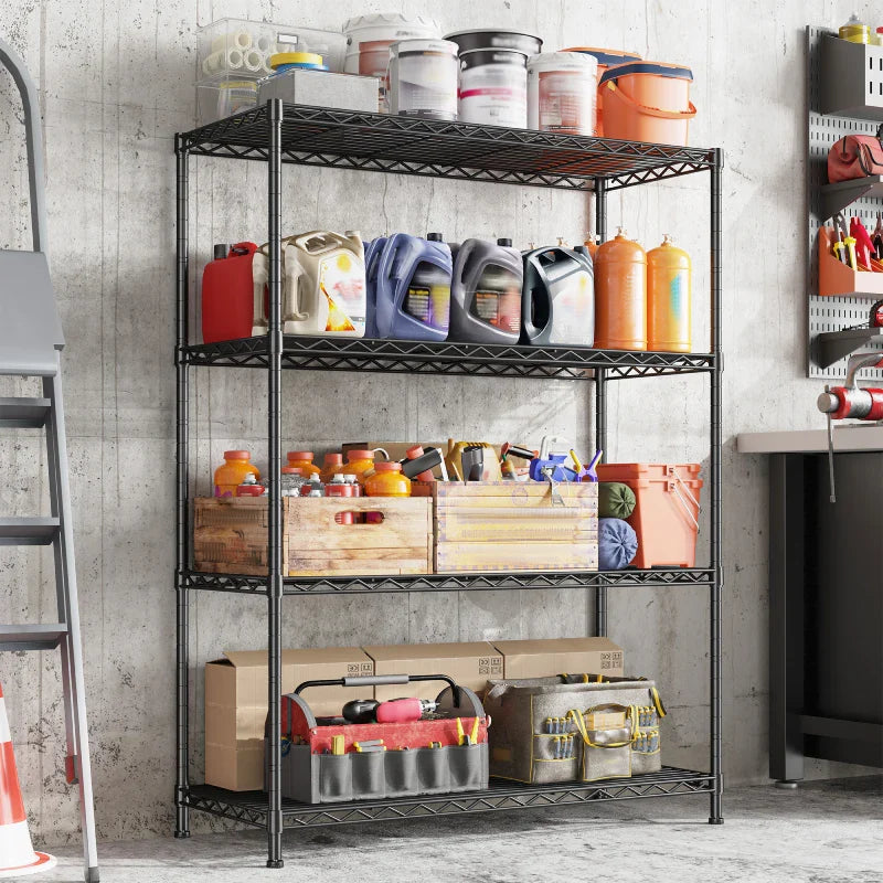3-Shlef Metal Shelves, Adjustable Steel Wire Shelving Units, Storage Rack for Kitchen Pantry Closet Dorm