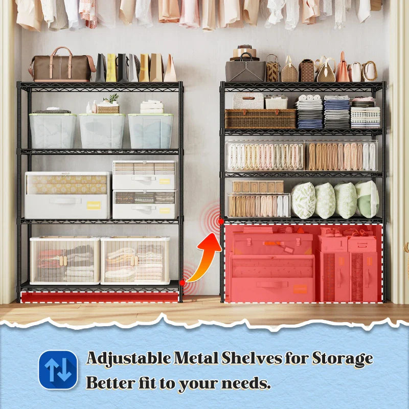 3-Shlef Metal Shelves, Adjustable Steel Wire Shelving Units, Storage Rack for Kitchen Pantry Closet Dorm