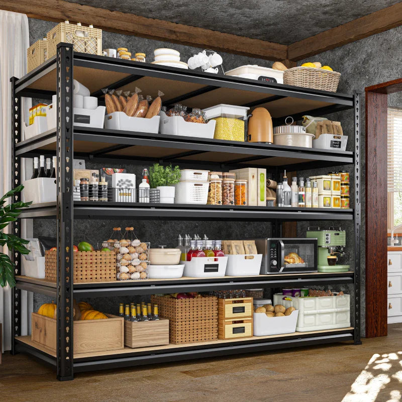 59.8”W Boltless Shelving Units, 6-Tier Heavy Duty Steel Garage Shelf Load 3000lbs, Commercial Shelving Rack for Pantry Kitchen Basement