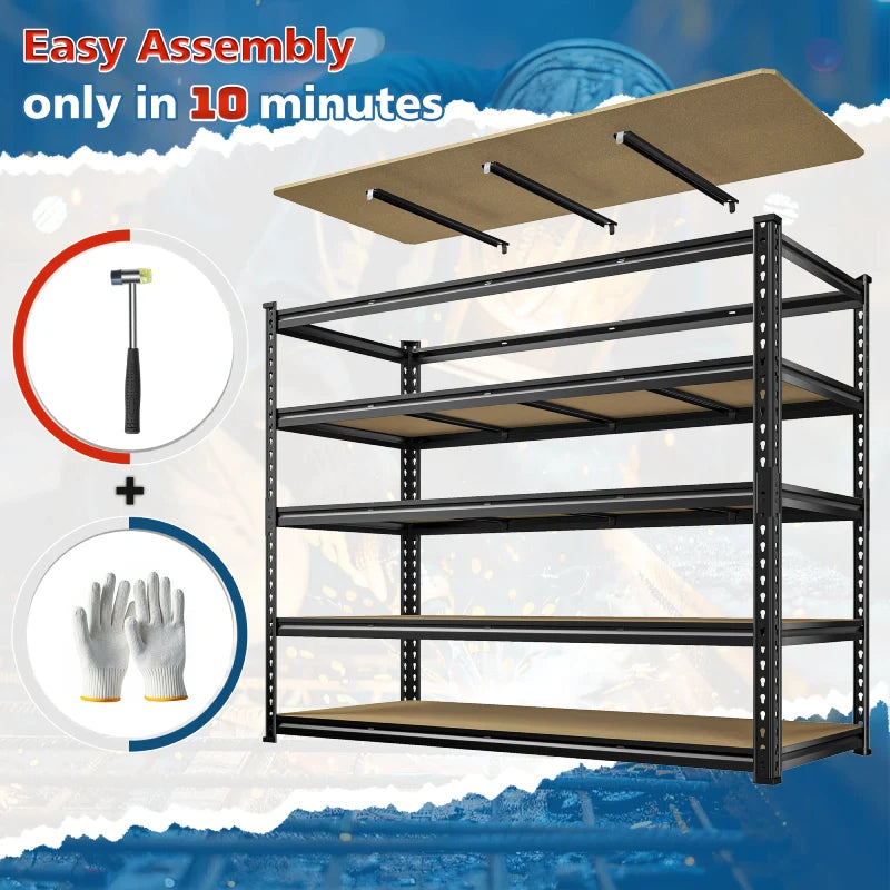 59.8”W Boltless Shelving Units, 6-Tier Heavy Duty Steel Garage Shelf Load 3000lbs, Commercial Shelving Rack for Pantry Kitchen Basement