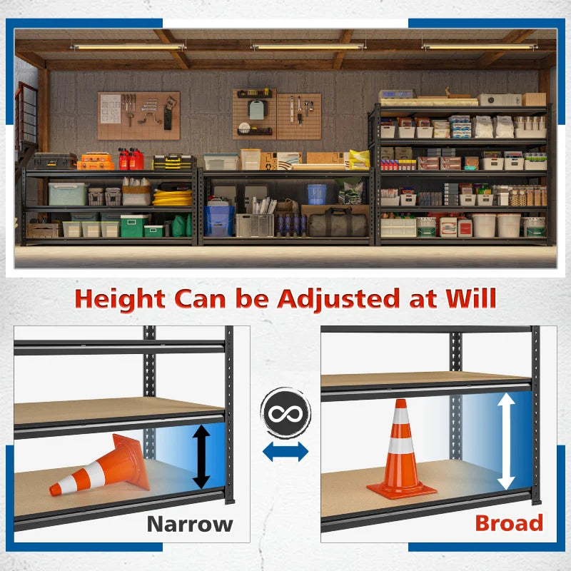 59.8”W Boltless Shelving Units, 6-Tier Heavy Duty Steel Garage Shelf Load 3000lbs, Commercial Shelving Rack for Pantry Kitchen Basement