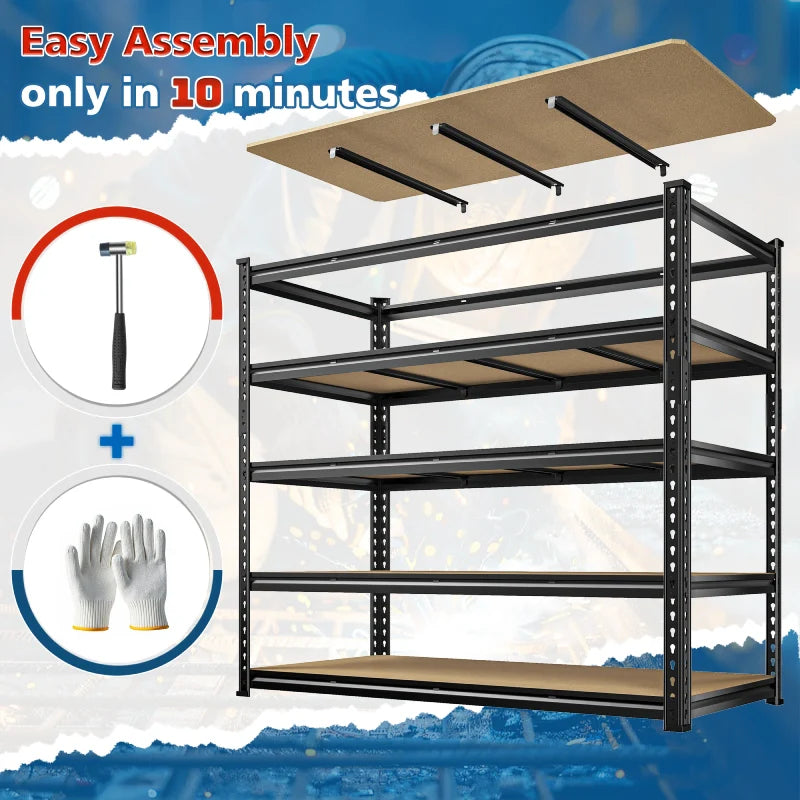 55"W Boltless Shelving Units, 6-Tier Heavy Duty Freestanding Garage Shelves Load 3060lbs, Steel Storage Racks for Pantry Basement Commercial