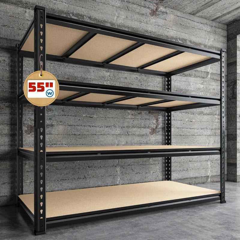 55"W Boltless Shelving Units, 6-Tier Heavy Duty Freestanding Garage Shelves Load 3060lbs, Steel Storage Racks for Pantry Basement Commercial