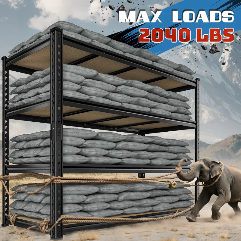 55"W Boltless Shelving Units, 6-Tier Heavy Duty Freestanding Garage Shelves Load 3060lbs, Steel Storage Racks for Pantry Basement Commercial