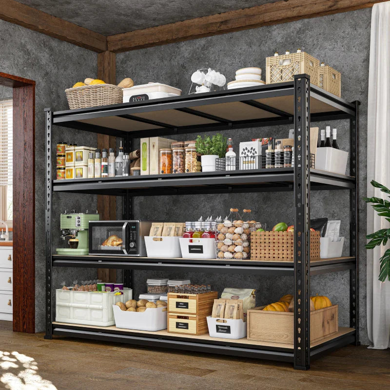 55"W Boltless Shelving Units, 6-Tier Heavy Duty Freestanding Garage Shelves Load 3060lbs, Steel Storage Racks for Pantry Basement Commercial