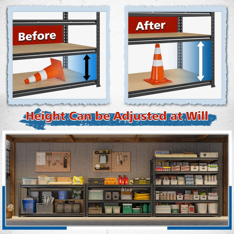 55"W Boltless Shelving Units, 6-Tier Heavy Duty Freestanding Garage Shelves Load 3060lbs, Steel Storage Racks for Pantry Basement Commercial