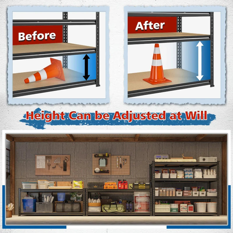 55"W Boltless Shelving Units, 6-Tier Heavy Duty Freestanding Garage Shelves Load 3060lbs, Steel Storage Racks for Pantry Basement Commercial