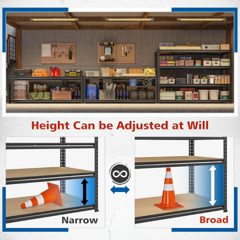 59.8”W Boltless Shelving Units, 6-Tier Heavy Duty Steel Garage Shelf Load 3000lbs, Commercial Shelving Rack for Pantry Kitchen Basement