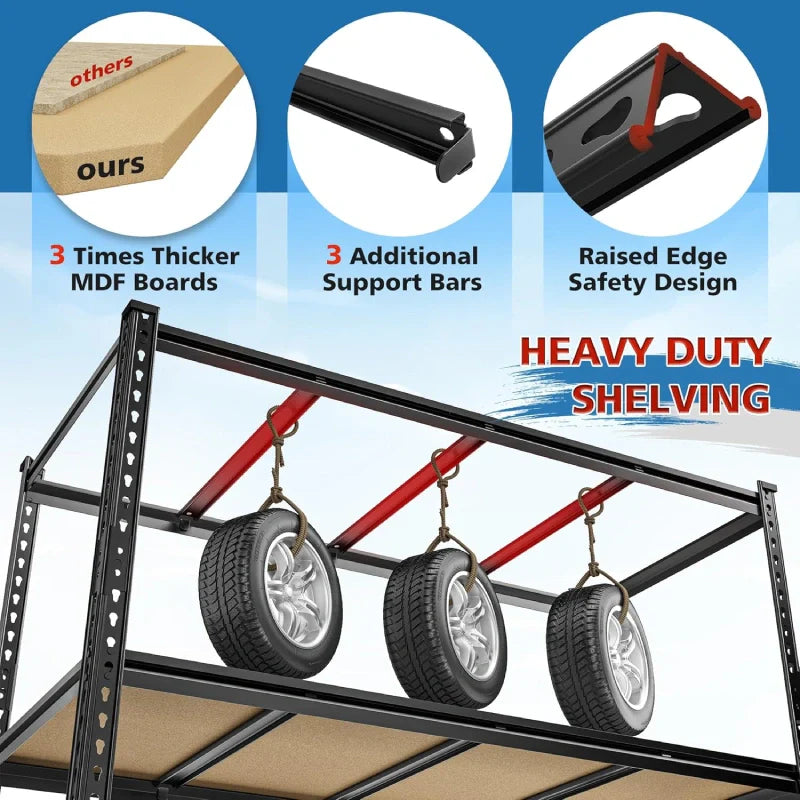 59.8”W Boltless Shelving Units, 6-Tier Heavy Duty Steel Garage Shelf Load 3000lbs, Commercial Shelving Rack for Pantry Kitchen Basement