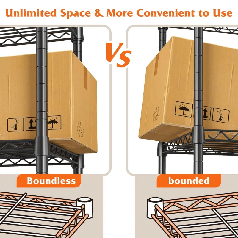 6-Tier Wire Shelving Units, 1000lbs Metal Wire Rack, Adjustable Pantry Shelf, Outdoor Metal Shelves