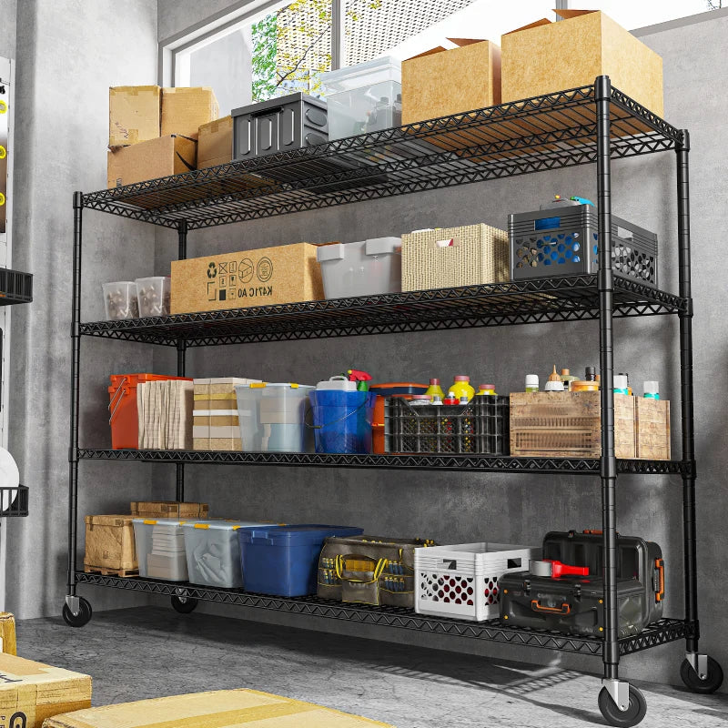 60” W Wire Shelving Units, 2399lbs Adjustable Steel Shelving Racks, Storage Shelves for Pantry Kitchen Commercial