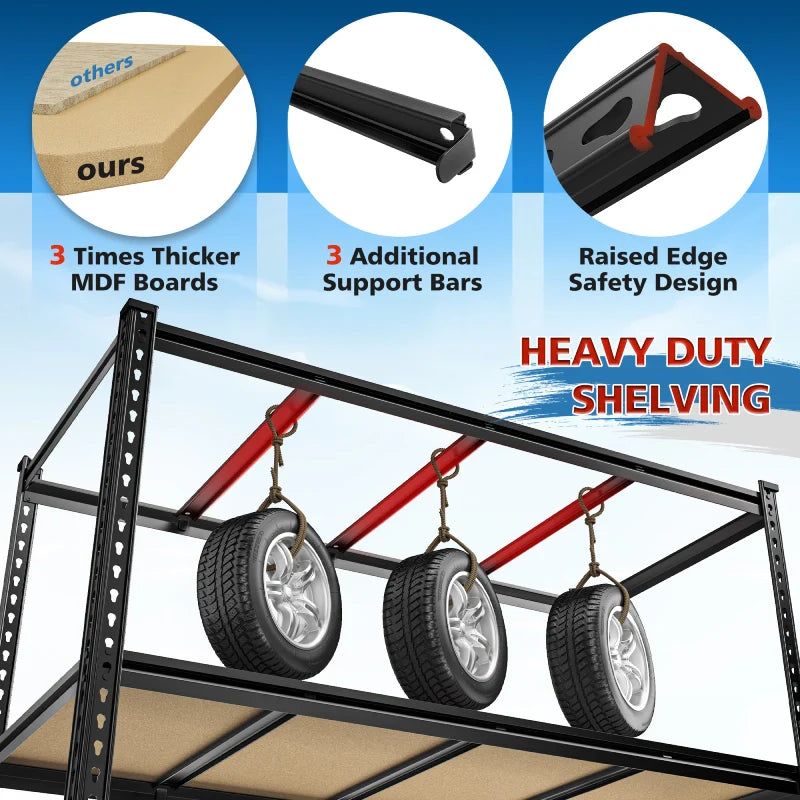 59.8”W Boltless Shelving Units, 6-Tier Heavy Duty Steel Garage Shelf Load 3000lbs, Commercial Shelving Rack for Pantry Kitchen Basement