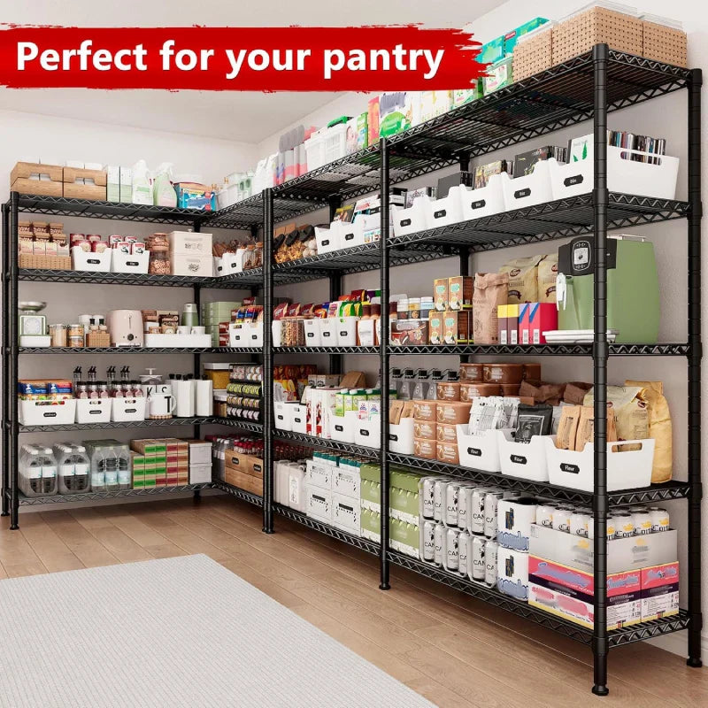 72"H Wire Shelving, 1600Lbs Metal L Shaped Shelves Adjustable, 70"W Storage Racks for Pantry Kitchen
