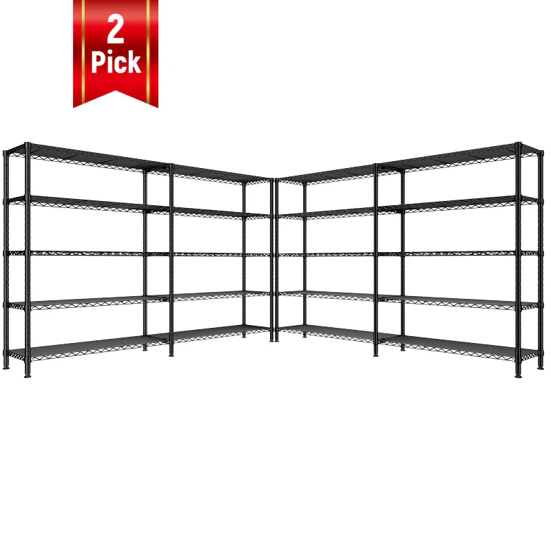 72"H Wire Shelving, 1600Lbs Metal L Shaped Shelves Adjustable, 70"W Storage Racks for Pantry Kitchen