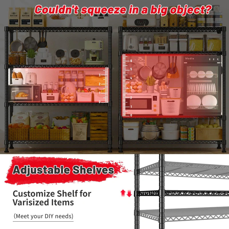 Tall Wire Shelving Units,Adjustable Outdoor Metal Shelves, Storage Shelves for Kitchen Pantry Dorm