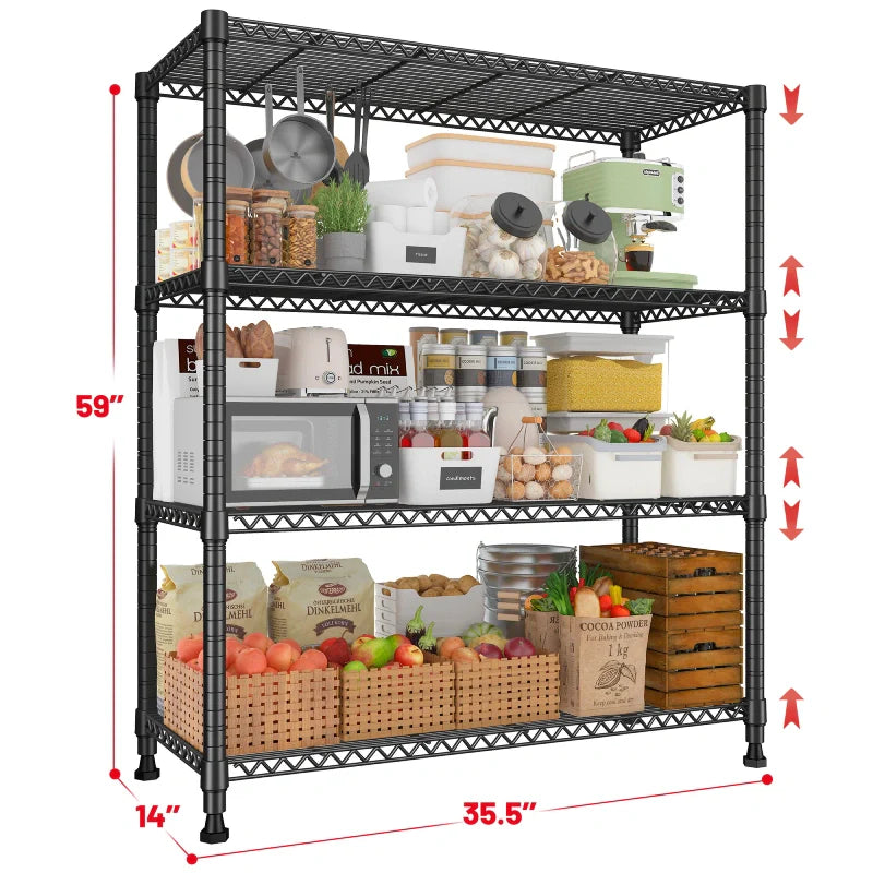 Tall Wire Shelving Units,Adjustable Outdoor Metal Shelves, Storage Shelves for Kitchen Pantry Dorm