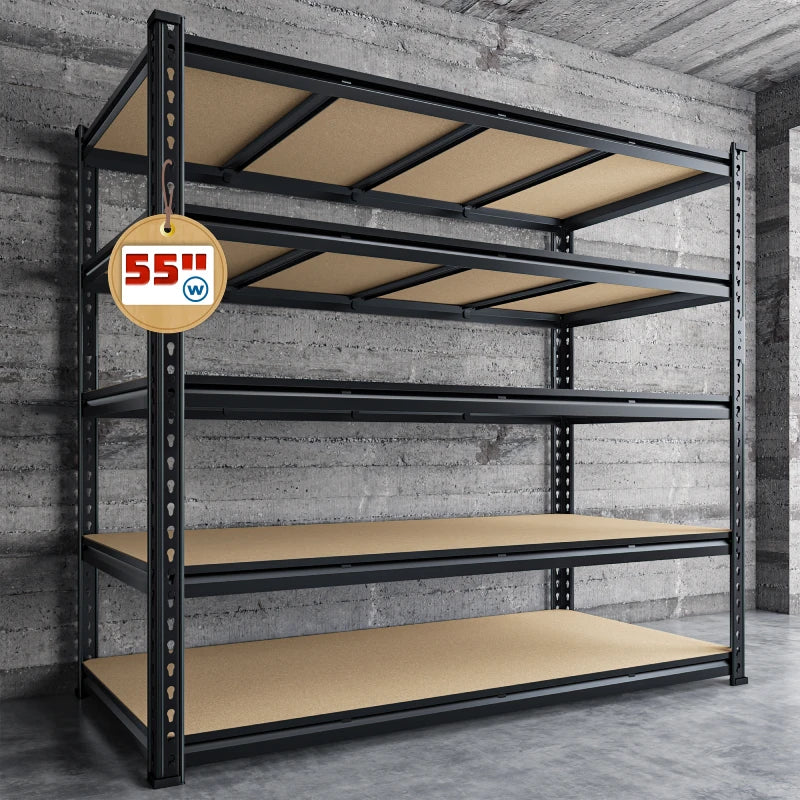 55"W Boltless Shelving Units, 6-Tier Heavy Duty Freestanding Garage Shelves Load 3060lbs, Steel Storage Racks for Pantry Basement Commercial