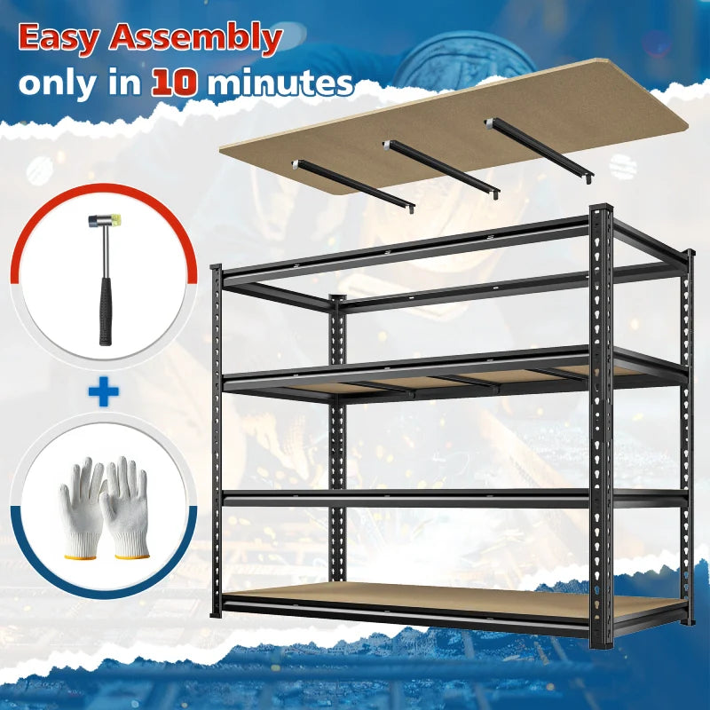 55"W Boltless Shelving Units, 6-Tier Heavy Duty Freestanding Garage Shelves Load 3060lbs, Steel Storage Racks for Pantry Basement Commercial