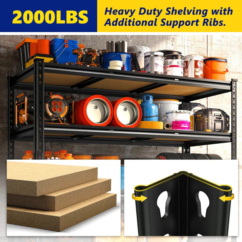 2 Pack 48"W Storage Shelves, 3000lbs Steel Shelving Racks, Freestanding Garage shelving for Basement Warehouse