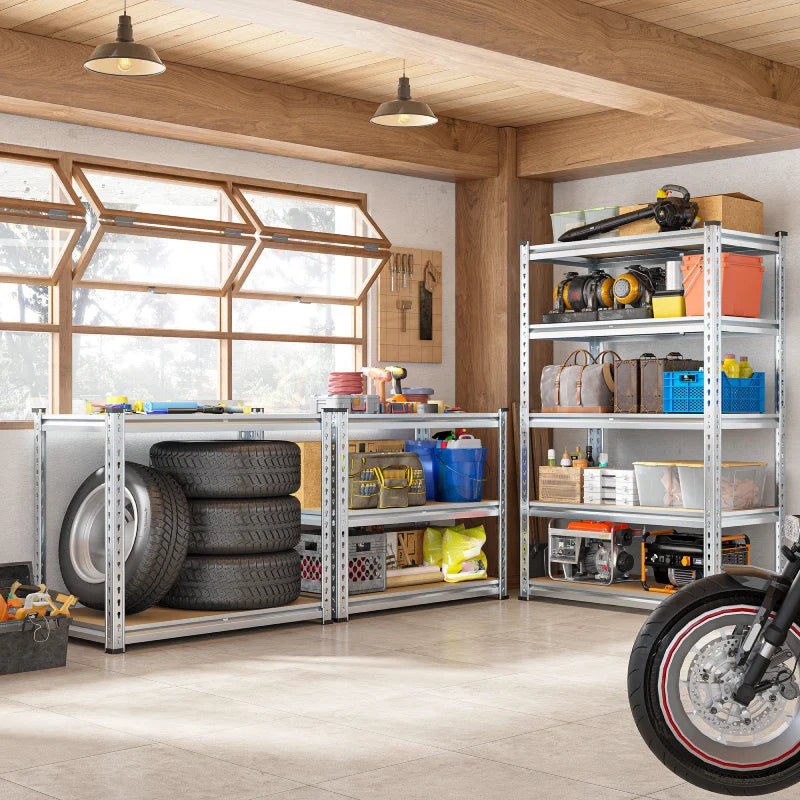 35.5"W Garage Shelving, 5-Tier Adjustable Metal Shelves, Storage Rack for Kitchen Pantry Basement, Galvanized