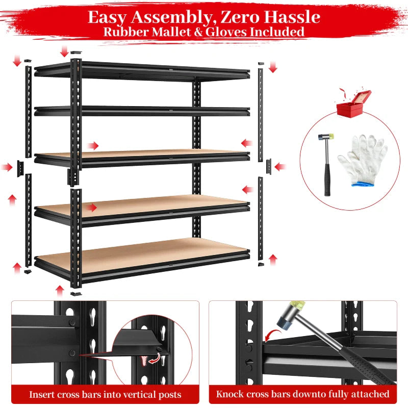2-Pack 40"W Garage Storage Shelves, 2500lbs Heavy Duty Steel Shelving, Adjustable Storage Rack for Basement Commercial