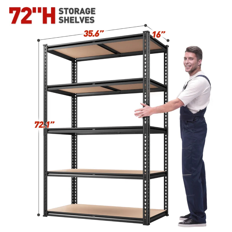5-Tier Boltless Shelving Units, 2020 lbs Adjustable Steel Garage Shelving Racks for Basement Kitchen Closet