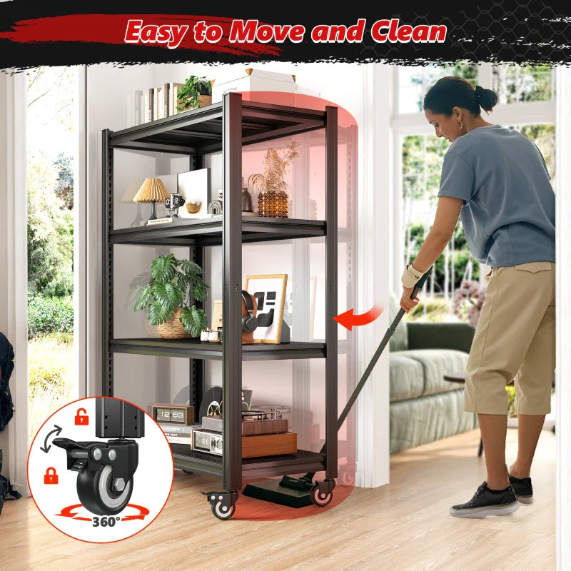 59.8"H 4-Tier Rolling Metal Shelving Rack 530LBS Adjustable Shelving Units for Pantry, Kitchen, Basement