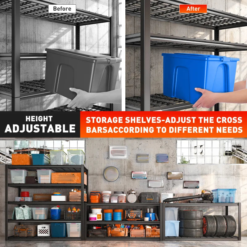 48.4"W 3000 LBS Metal Storage Shelves for Garage Inventory Shelving 5 Tiers Adjustable Basement Shelving Units for Warehouse
