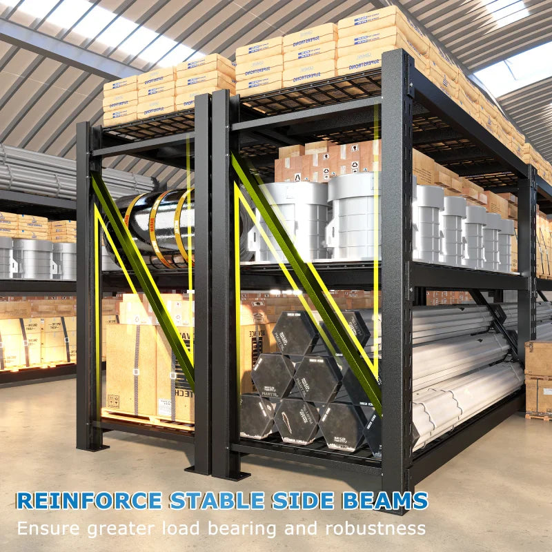3-Tier 8250 LBS Heavy Duty Storage Rack 66 in High Adjustable Industrial Steel Shelving Unit for Garage, Warehouse Basement
