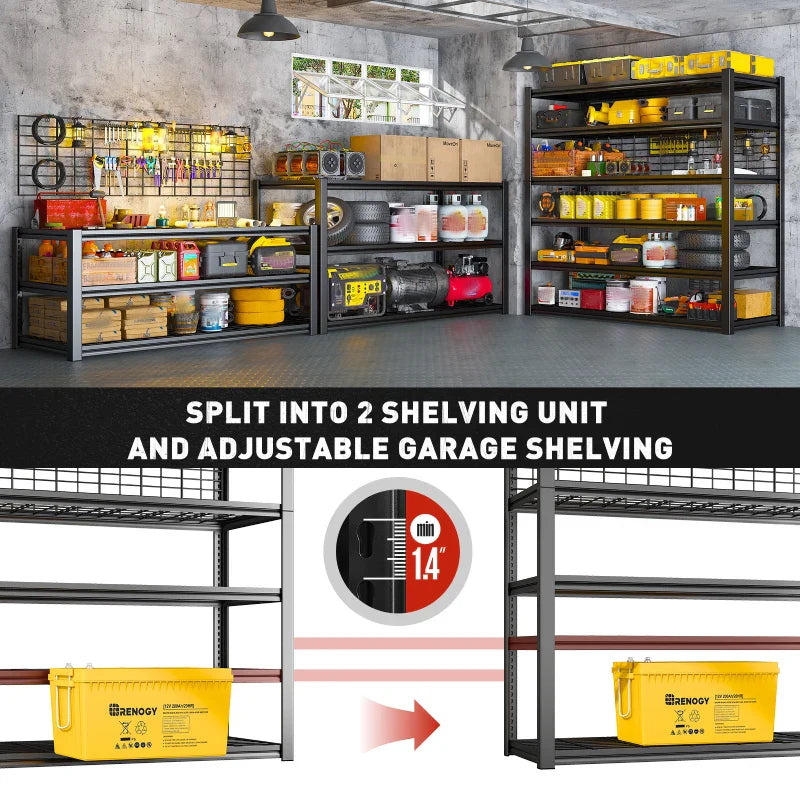 7 Tiers Industrial Shelving 3500LBS Heavy Duty Garage Shelving 48"W Adjustable Storage Racks for Basement Warehouse Garage