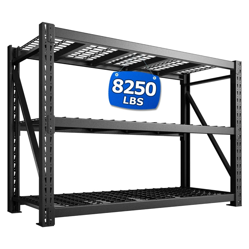3-Tier 8250 LBS Heavy Duty Storage Rack 66 in High Adjustable Industrial Steel Shelving Unit for Garage, Warehouse Basement