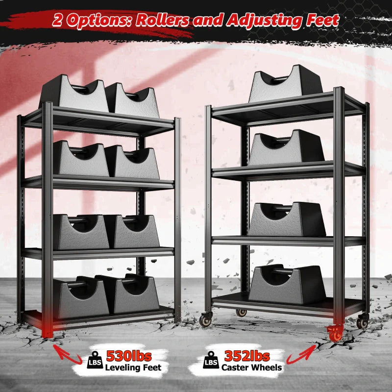 59.8"H 4-Tier Rolling Metal Shelving Rack 530LBS Adjustable Shelving Units for Pantry, Kitchen, Basement