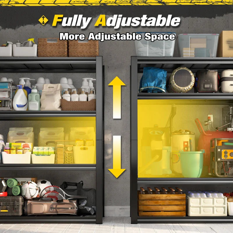 59.9H 4 Tiers Industrial Shelves Adjustable Shelving for Garage Warehouse Basement Loads 2200LBS