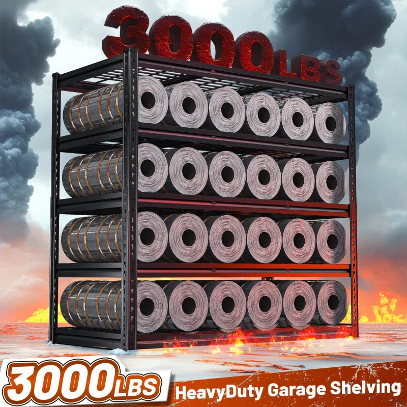 Garage Shelving 48"W x 72"H 5-Tier Storage Shelves 3000 LBS Heavy Duty Shelving Adjustable for Garage, Basement, Warehouse