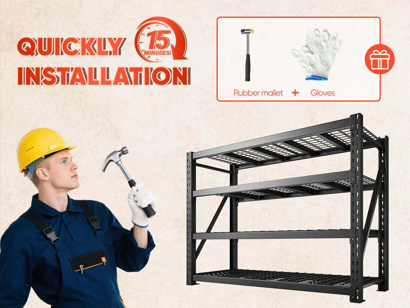 9400LBS Heavy Duty Industrial Shelving 72"H Garage Shelving 4 -Tier Adjustable Storage Shelves for Warehouse, Garage, Basement Shop
