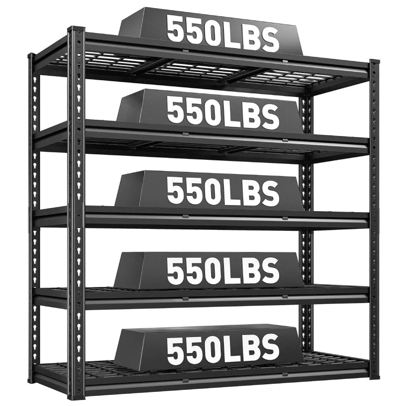 Food Store Shelves 5-Tier Adjustable Shelving 48"W x 72"H 2750 LBS for kitchen, Warehouse, Basement, Workshop