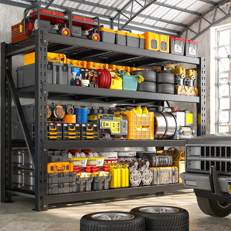 9400LBS Heavy Duty Industrial Shelving 72"H Garage Shelving 4 -Tier Adjustable Storage Shelves for Warehouse, Garage, Basement Shop