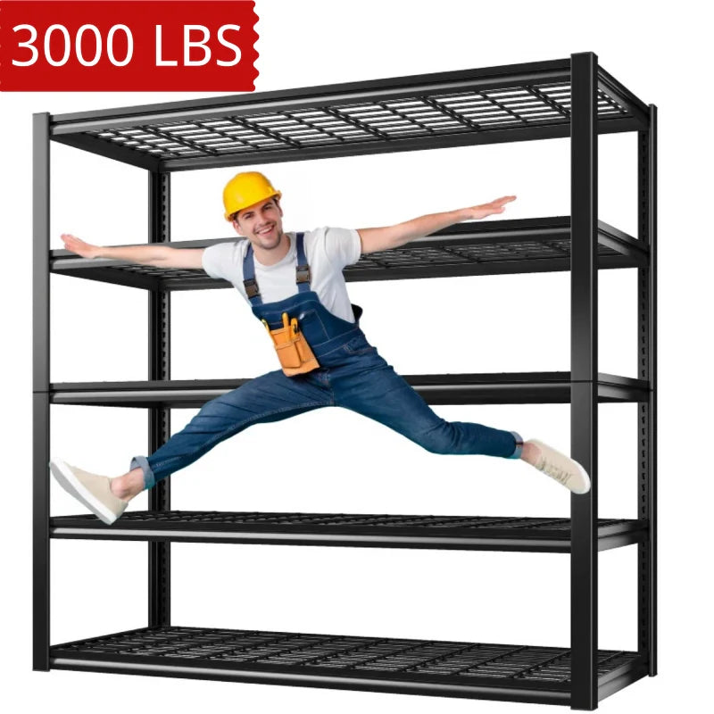 48.4"W 3000 LBS Metal Storage Shelves for Garage Inventory Shelving 5 Tiers Adjustable Basement Shelving Units for Warehouse