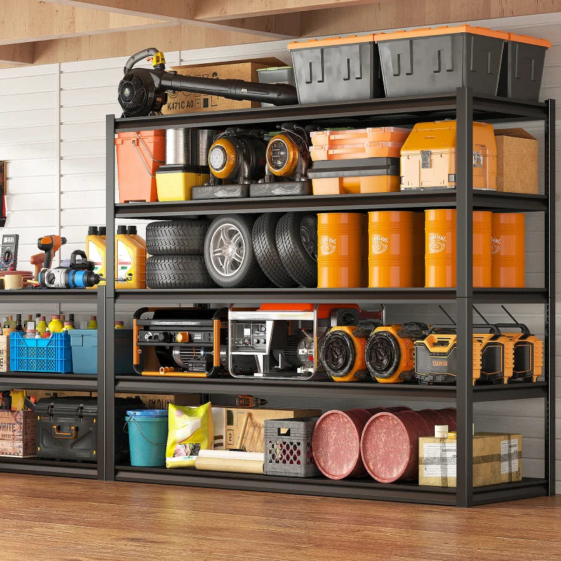 48.4“W Garage Shelving 3000LBS Heavy Duty Metal Storage Shelves, Industrial Storage Shelving for Basement Warehouse