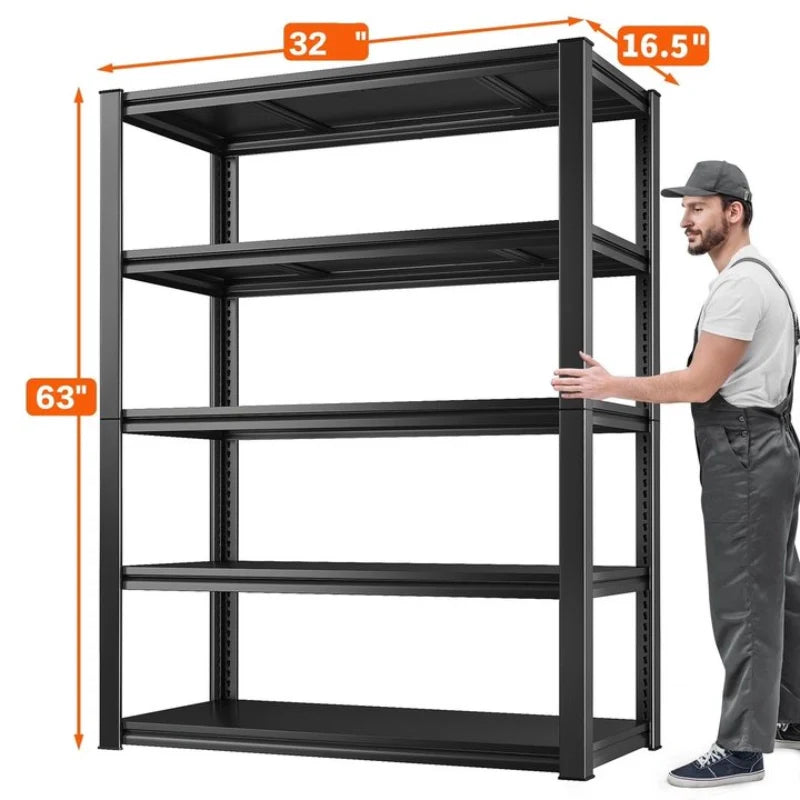 32"W Garage Shelving Heavy Duty, 2000lbs Adjustable Garage Storage Shelves 5 Tier Metal Shelving for Basement Pantry Warehouse Garage