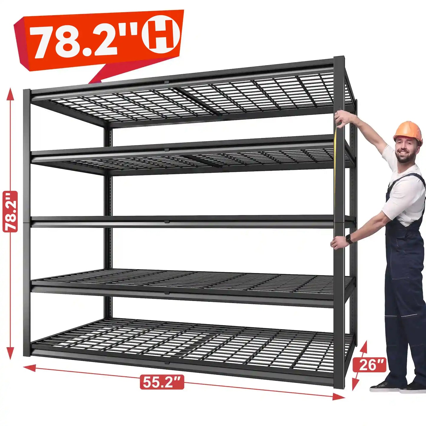2 Packs 3000LBS Garage Shelving 5 Tier Rust-Proof Adjustable Industrial Shelving Metal Storage Shelves Easy Assembly 10 Minutes